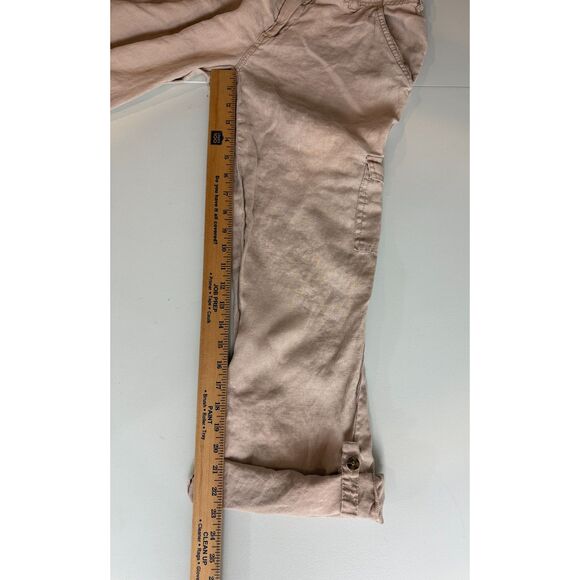 Cynthia Rowley Women's 100% Linen Cargo Pants Adjustable Length Beige Size 4 - Picture 9 of 10